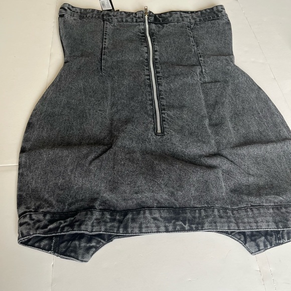 PrettyLittleThing Dresses & Skirts - PrettyLittleThing Asymmetric Washed Black Denim Mini Dress Size 8